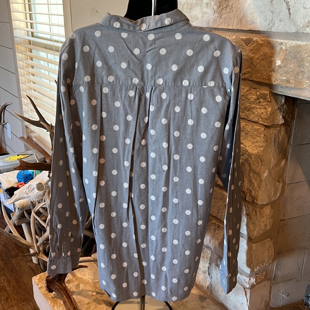Gap Size Large Button Down Long Sleeve Grey And W… - image 2
